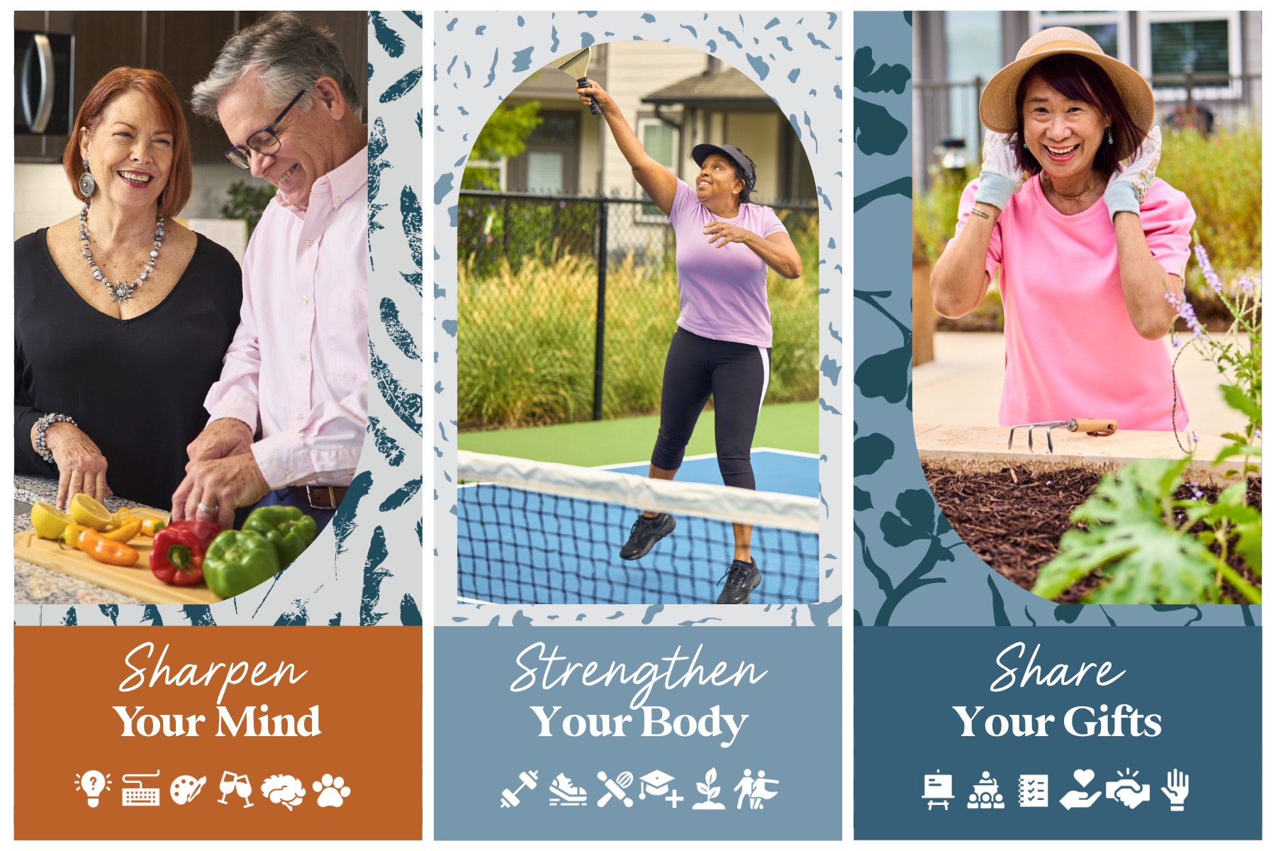 The essence of exceptional living a graphic with people on it