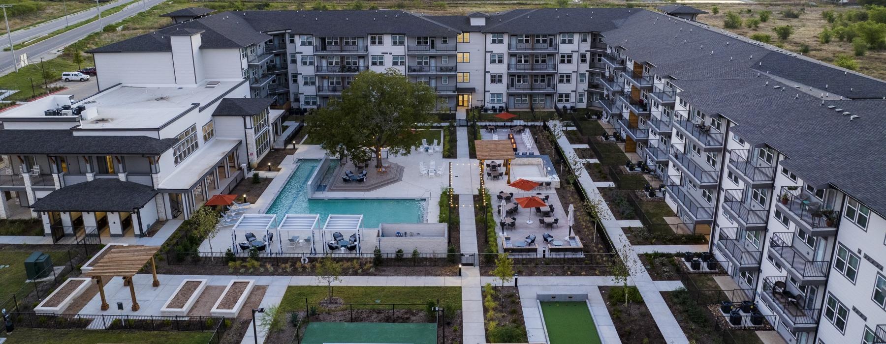 a high angle view of buildings